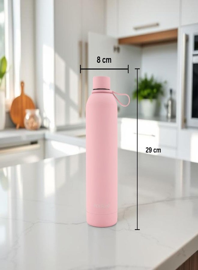 FOLELLO 750ml Vacuum Insulated Flask Water Bottle | Double Walled Stainless Steel | Keeps Drinks Cold & Hot | Leakproof Hydroflask Water Bottle for Kids, School, Gym, Office, Travel (Pink) 25oz - Image 4